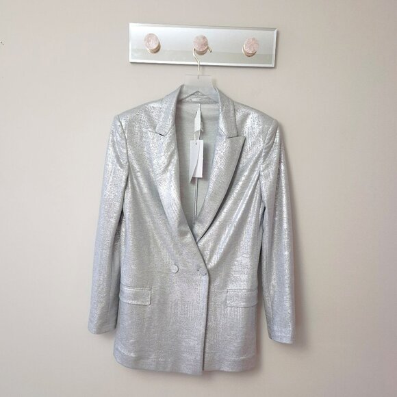 NWT Imperial Maska Mode hammered textured silver metallic foli blazer, M - Picture 1 of 3